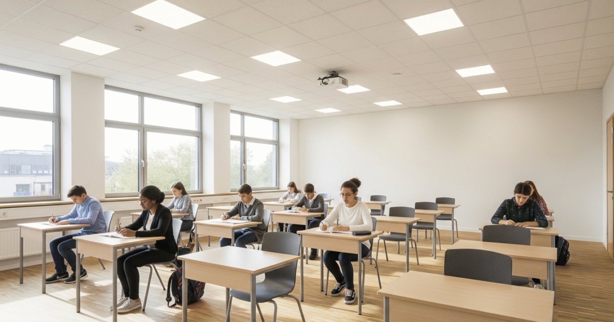 Iluminação para sala de aula saúde e atenção dos alunos