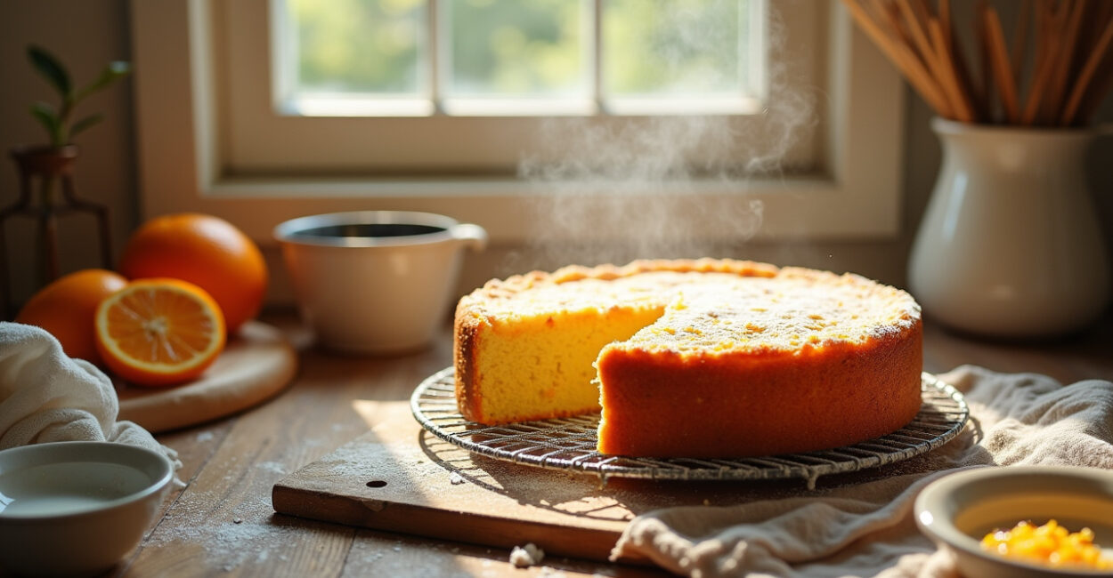 Um Bolo de Laranja Fofinho, Perfumado e com Gosto de Casa
