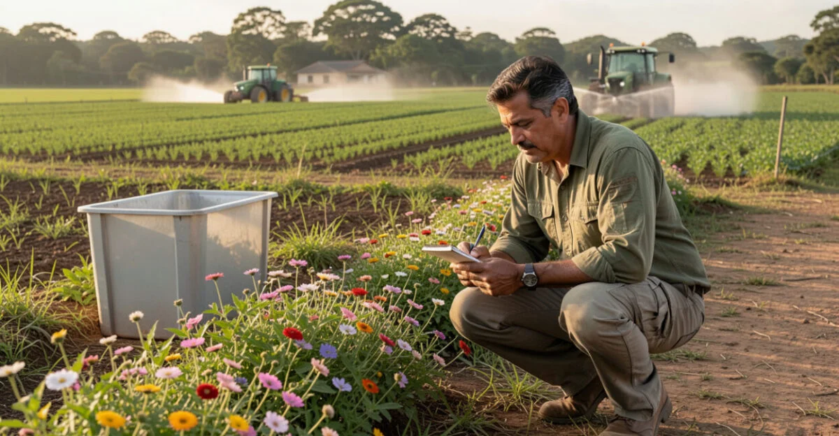 Antes das caixas, observe flores, água e vizinhança